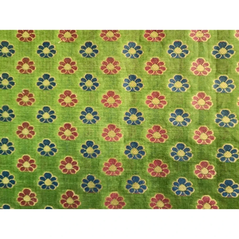 A Piece Of SARI Fabric Green Magenta Blue Gold Silver 5 Yd 30